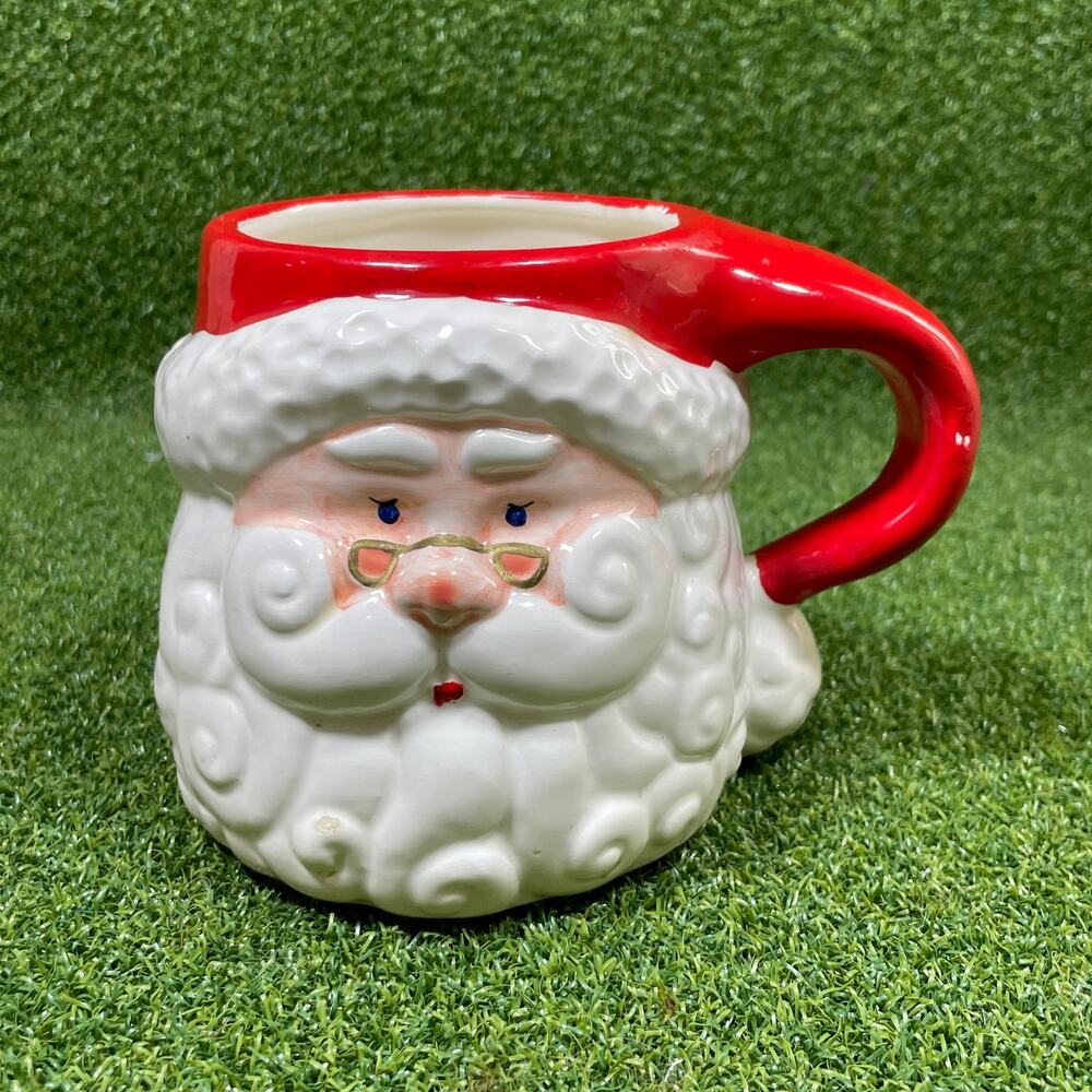 Vintage Festive Ceramic 3D Santa Claus Face Coffee Mug